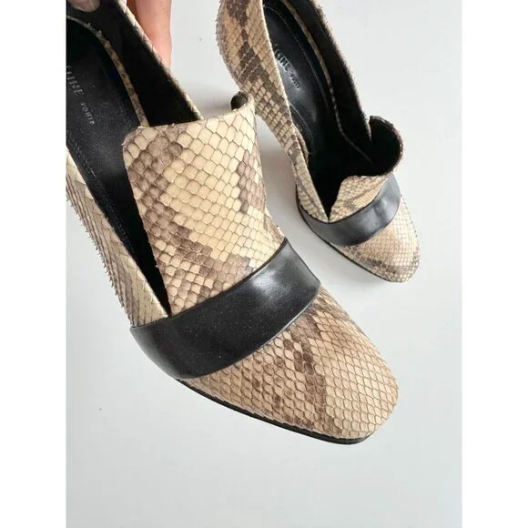 CELINE Phoebe Philo Snakeskin Black Leather High Heel Stiletto Pumps, Size 37.5 - Picture 4 of 16